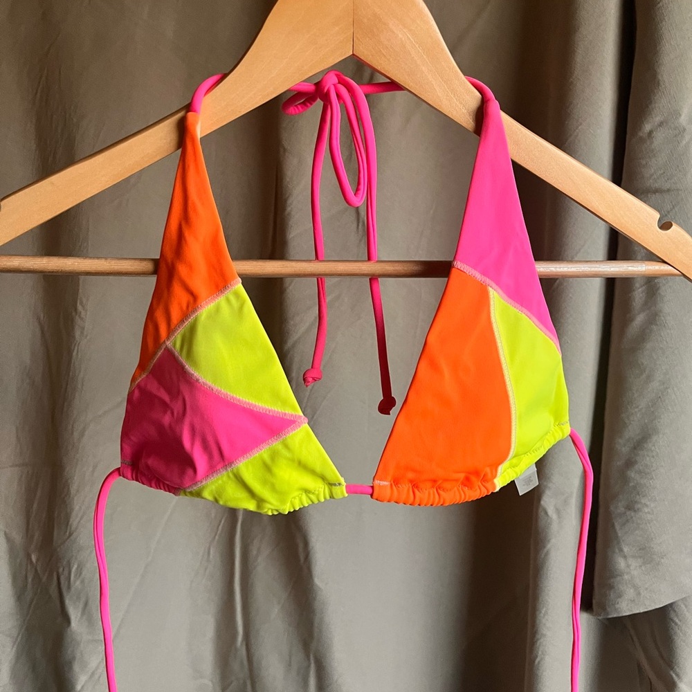 Colorblock Halter Bikini Top